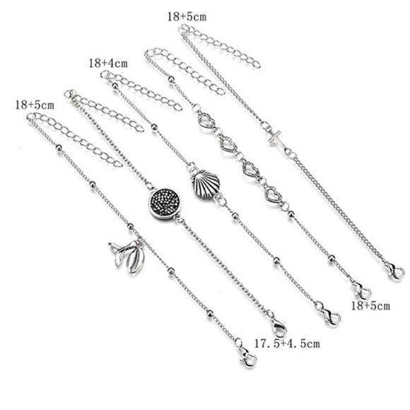 Shell/Heart/Cross/Whale Bracelets, 5-Piece Set - Picture 6 of 8